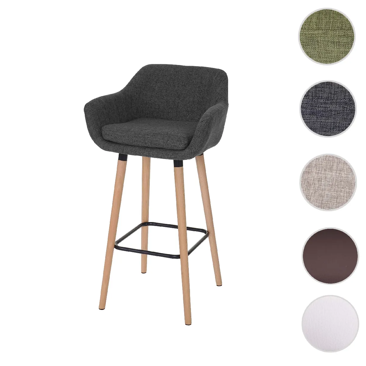 Mendler Gris Tabouret De Bar Tissu - Foncé