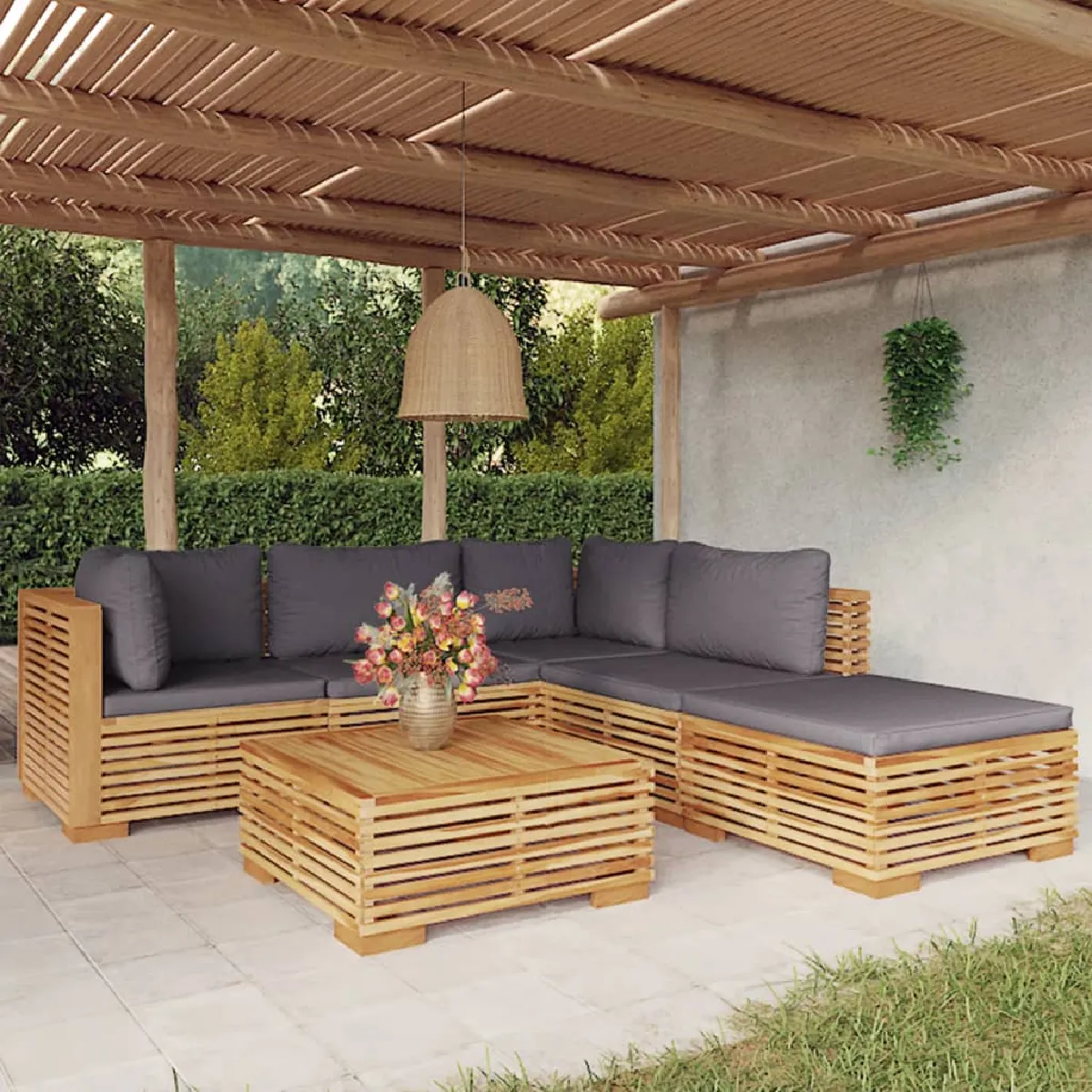 vidaXL Salon de jardin 6 pcs Teck - vue 2