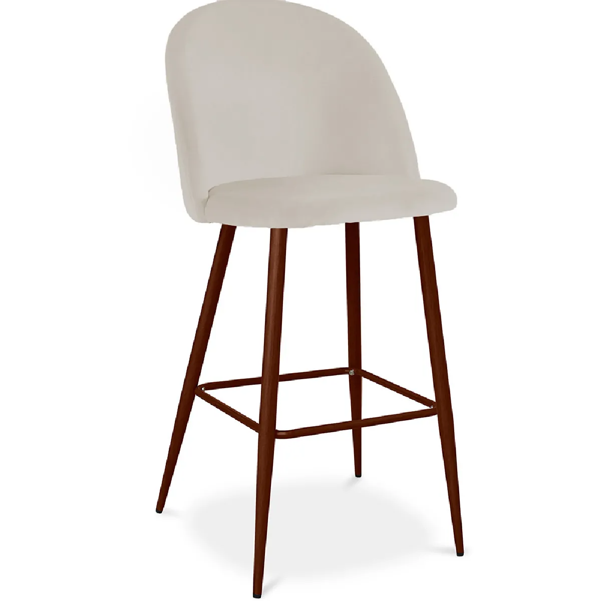 Tabouret tapissé en velours - Design scandinave - Evelyne Beige Tabouret tapissé en velours - Design scandinave - Evelyne Beige