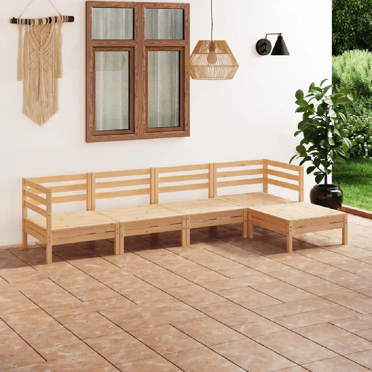 vidaXL Salon de jardin 5 pcs bois de pin massif - vue 6