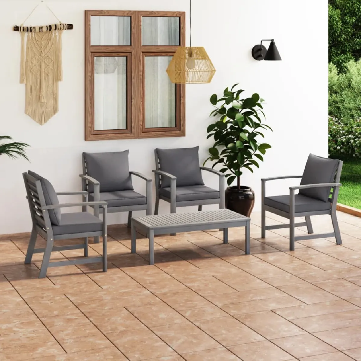 vidaXL Salon de jardin 5 pcs Bois Acacia - vue 2