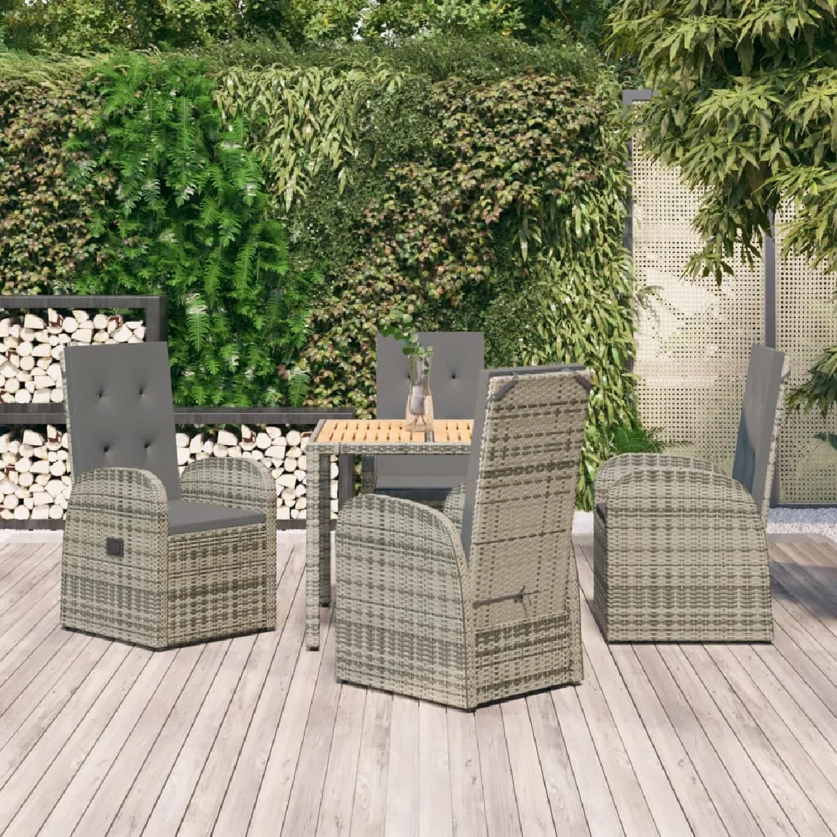 vidaXL Ensemble à manger de jardin 5 pcs Coussins résine tressée - vue 3
