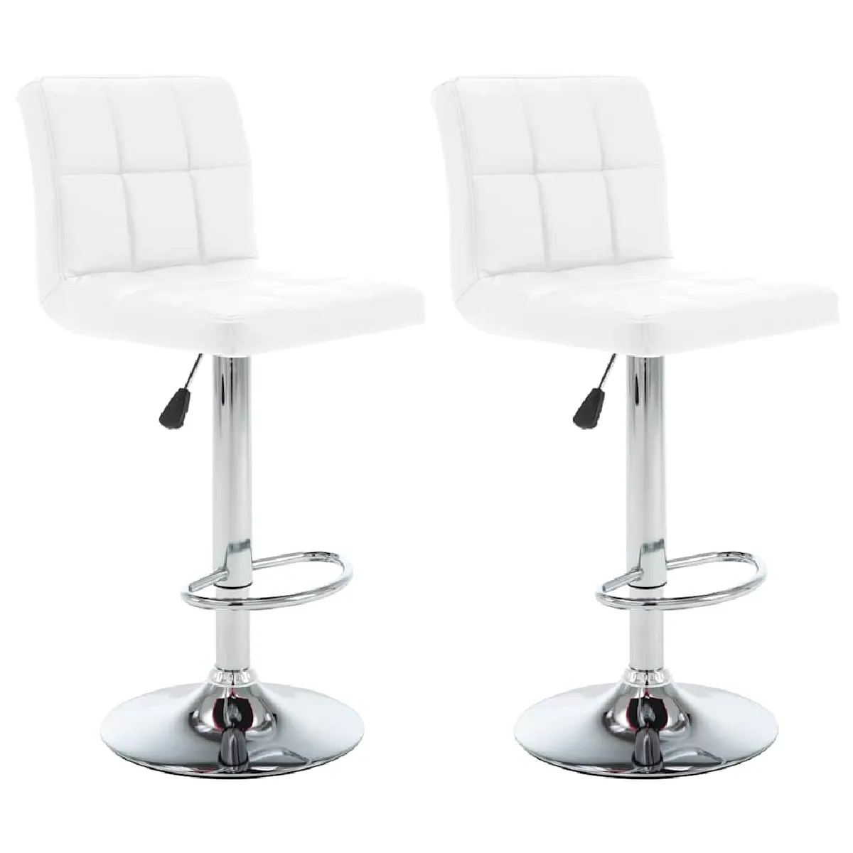 Non Communiqué Blanc Tabourets De Bar Lot De 2 Similicuir - Image 3