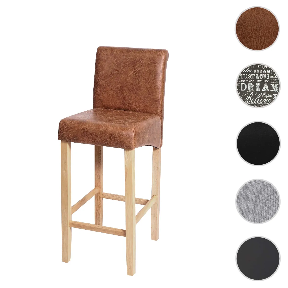 Mendler Tabouret de bar rétro - Marron