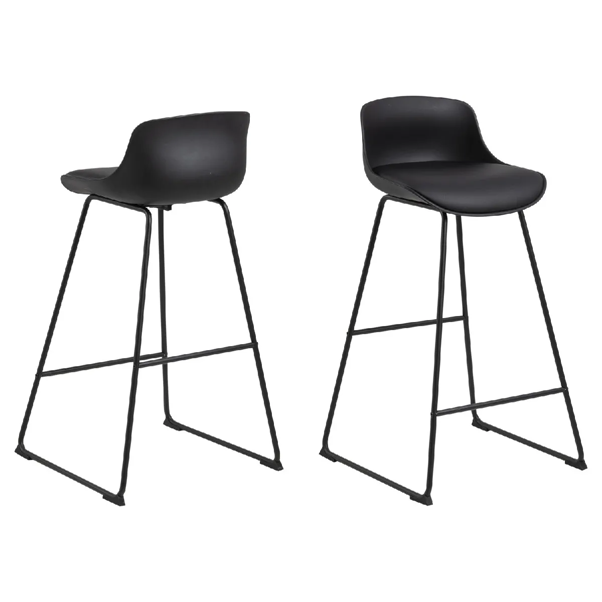 Lot de 2 tabourets de bar en polypropylène et métal - Noir Lot de 2 tabourets de bar en polypropylène et métal - Noir