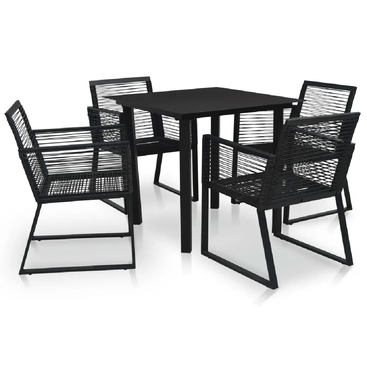 Vidaxl Noir Ensemble À Manger D Extérieur 5 Pcs Rotin Pvc - Image 3