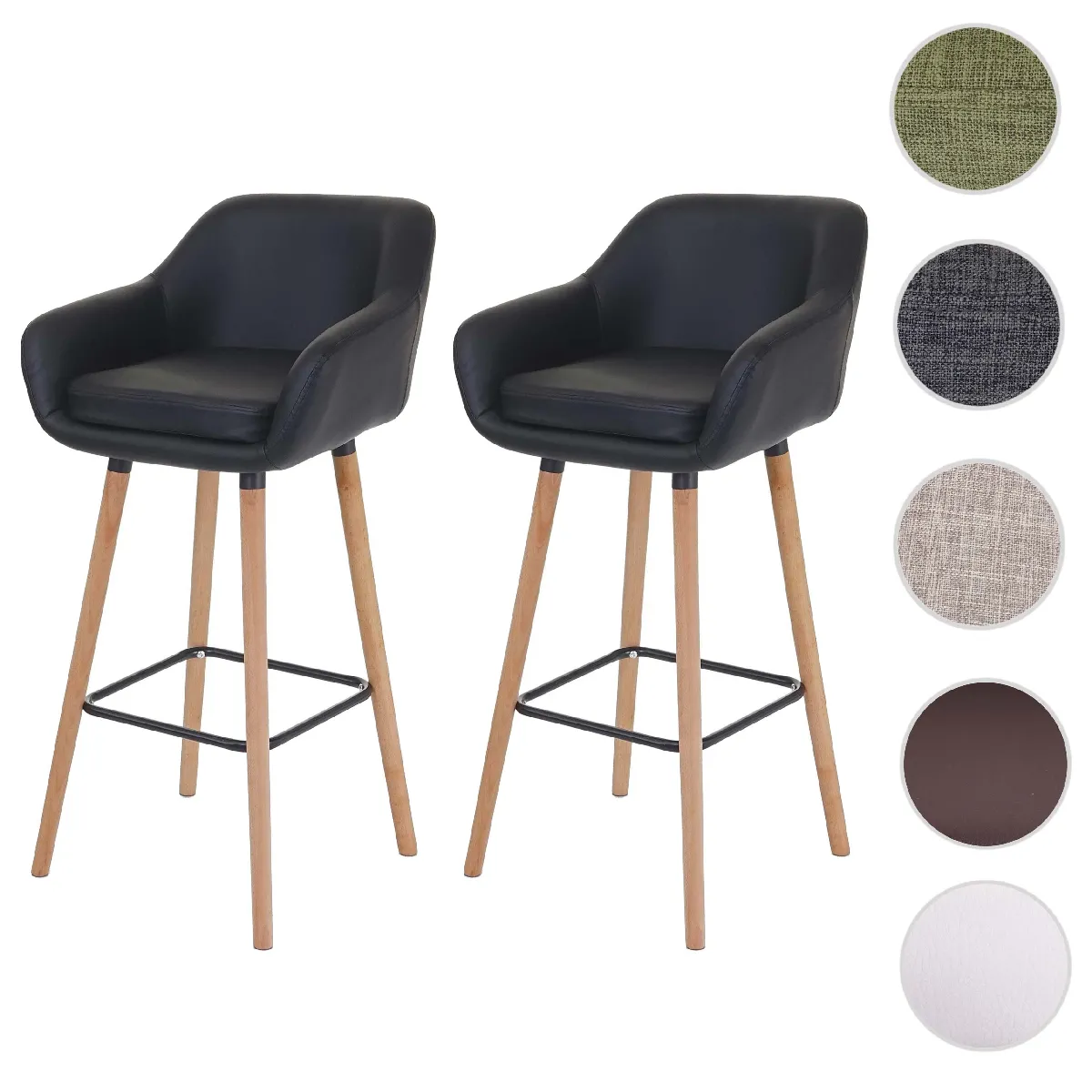 Mendler Noir Lot De 2 Tabourets De Bar