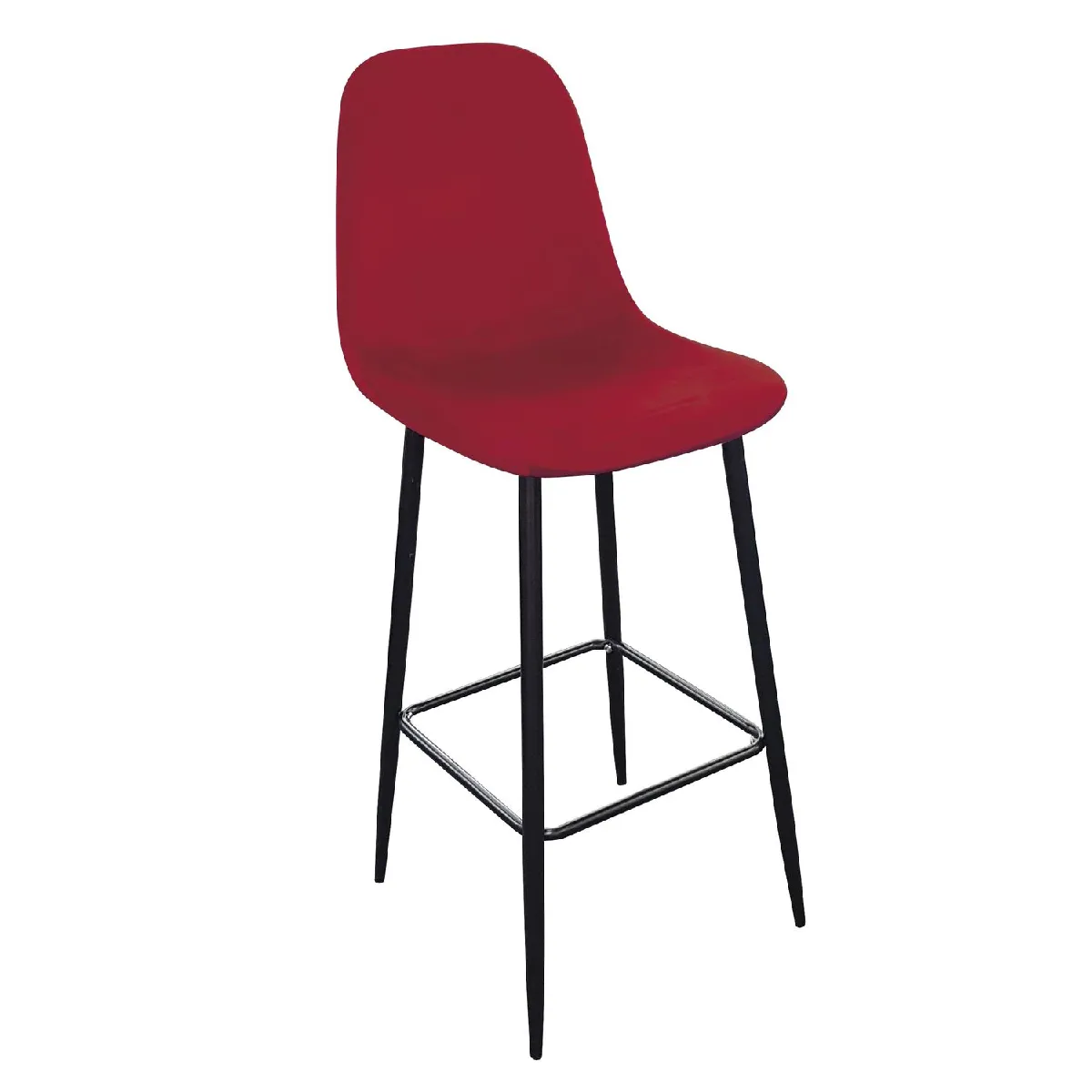 Tabouret de bar en velours vintage Inoui - H. 108 cm - Bordeaux