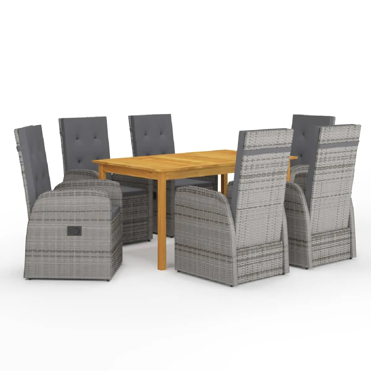 Vidaxl Gris Ensemble À Manger De Jardin 7 Pcs - Image 3