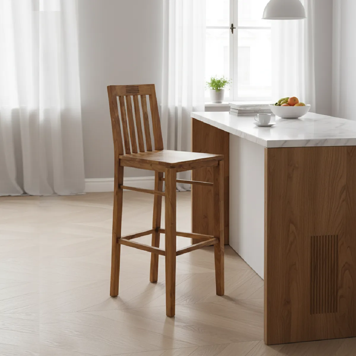 Bois & Chiffons Tabouret de bar bois strié Acacia