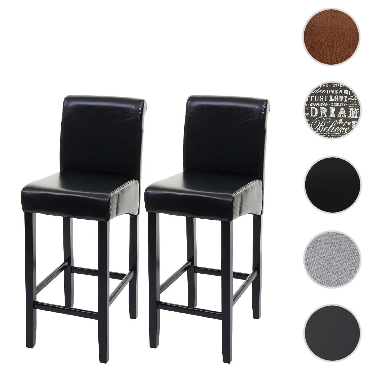 Mendler lot de 2 tabourets de bar Lancy - Noir Mendler lot de 2 tabourets de bar Lancy - Noir