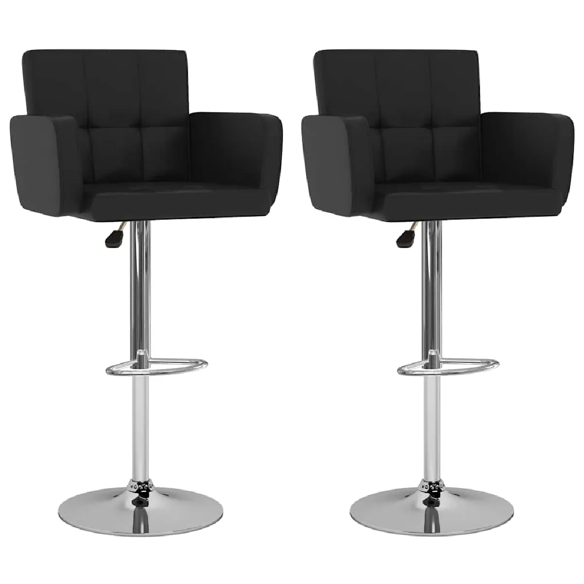 Non Communiqué Noir Tabourets De Bar Lot De 2 Similicuir - Image 3