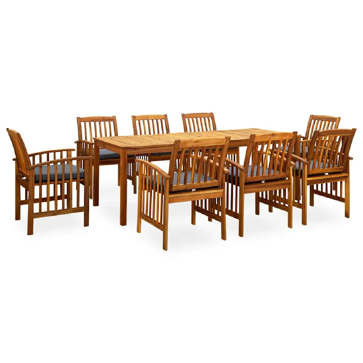 Vidaxl Ensemble À Manger De Jardin 9 Pcs Avec Coussins Acacia Solide