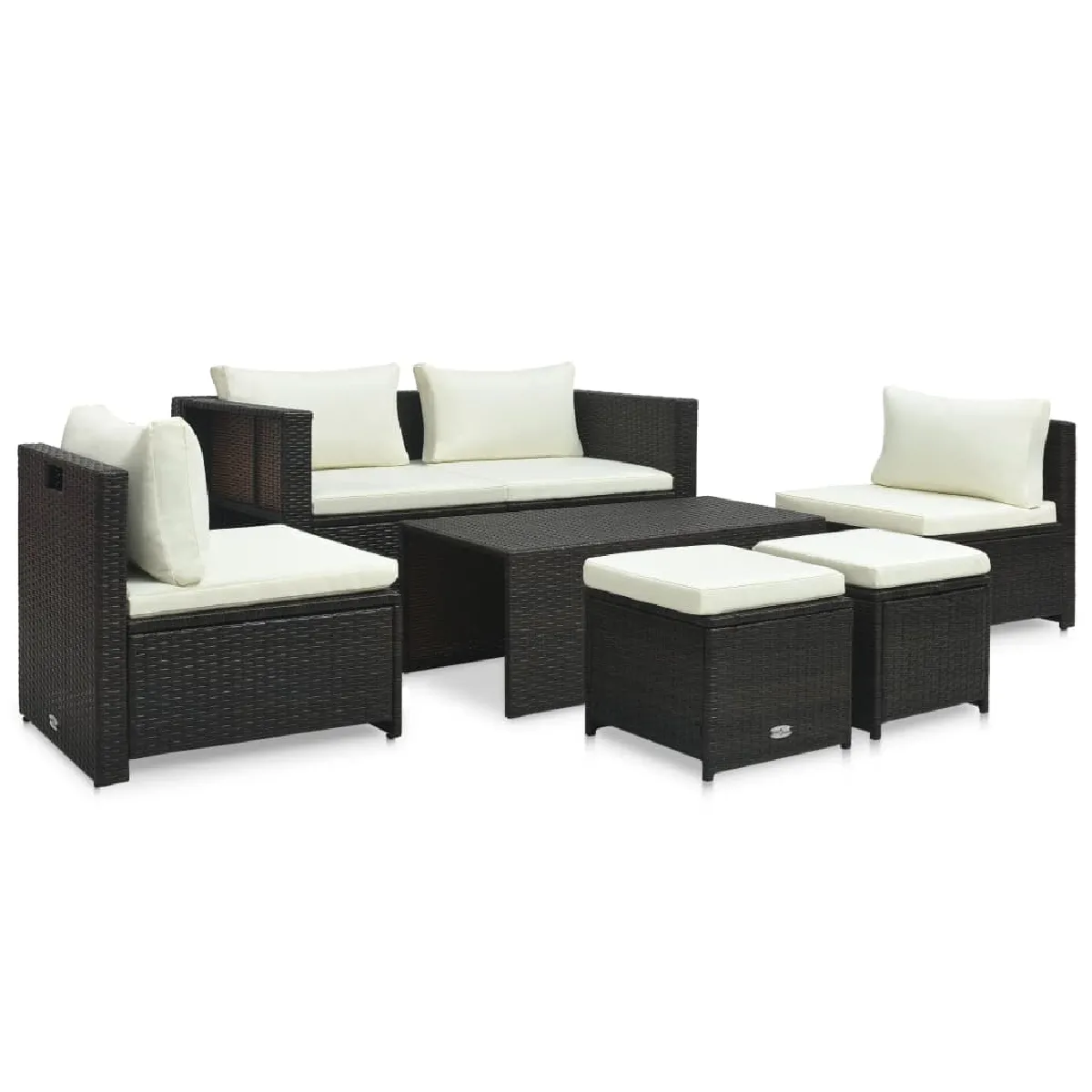 vidaXL Salon de jardin 6 pcs avec coussins Résine tressée ensemble de canapés d'extérieur canapé d'angle de jardin 3308162