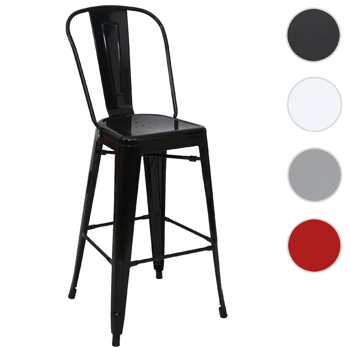 Mendler Noir Tabouret De Bar Métal
