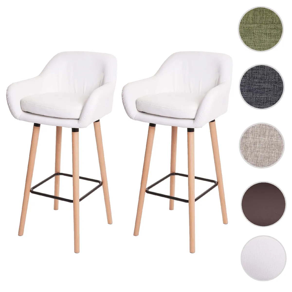 Mendler Lot de 2 tabourets de bar - Blanc Mendler Lot de 2 tabourets de bar - Blanc
