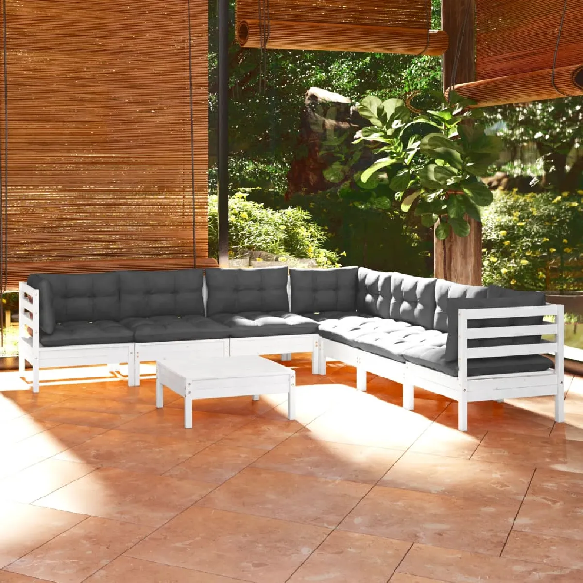Vidaxl Blanc Salon De Jardin 8 Pcs