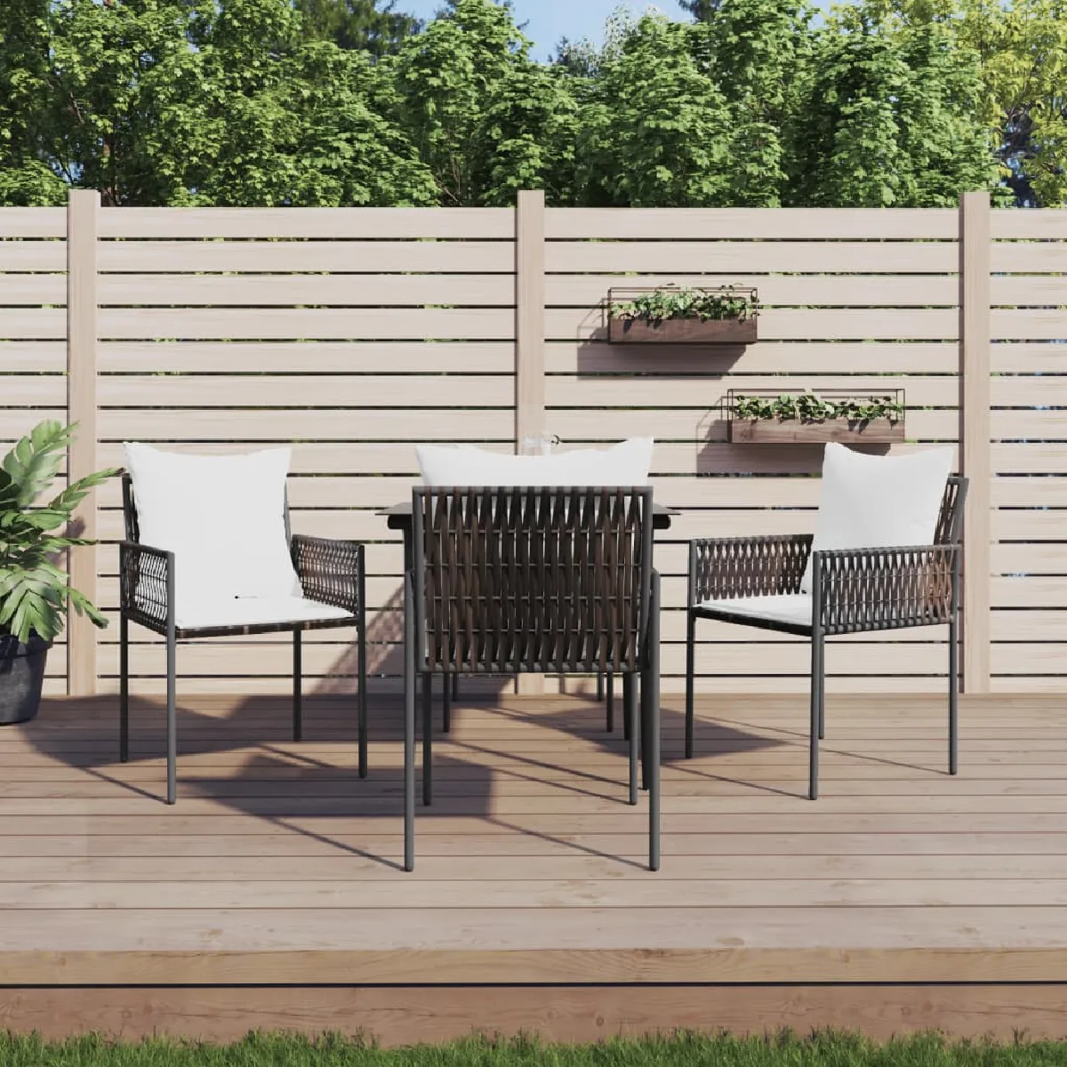 VidaXL Ensemble à manger de jardin 5 pcs Résine tressée acier