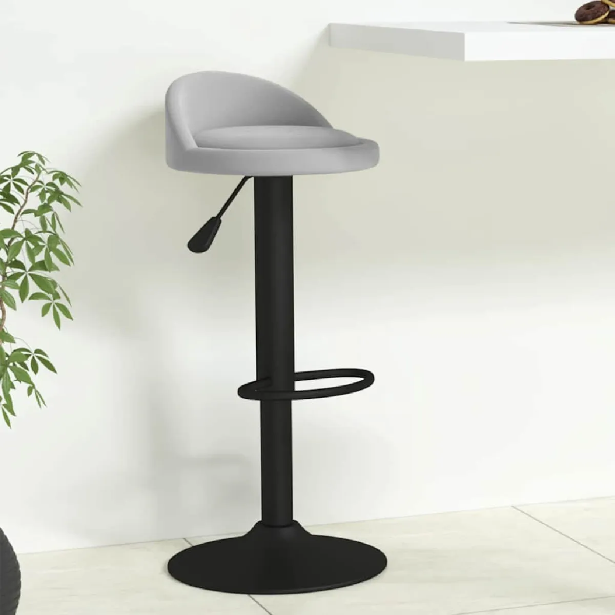 VIDAXL - Tabouret de bar - Velours - Gris clair - Image 2