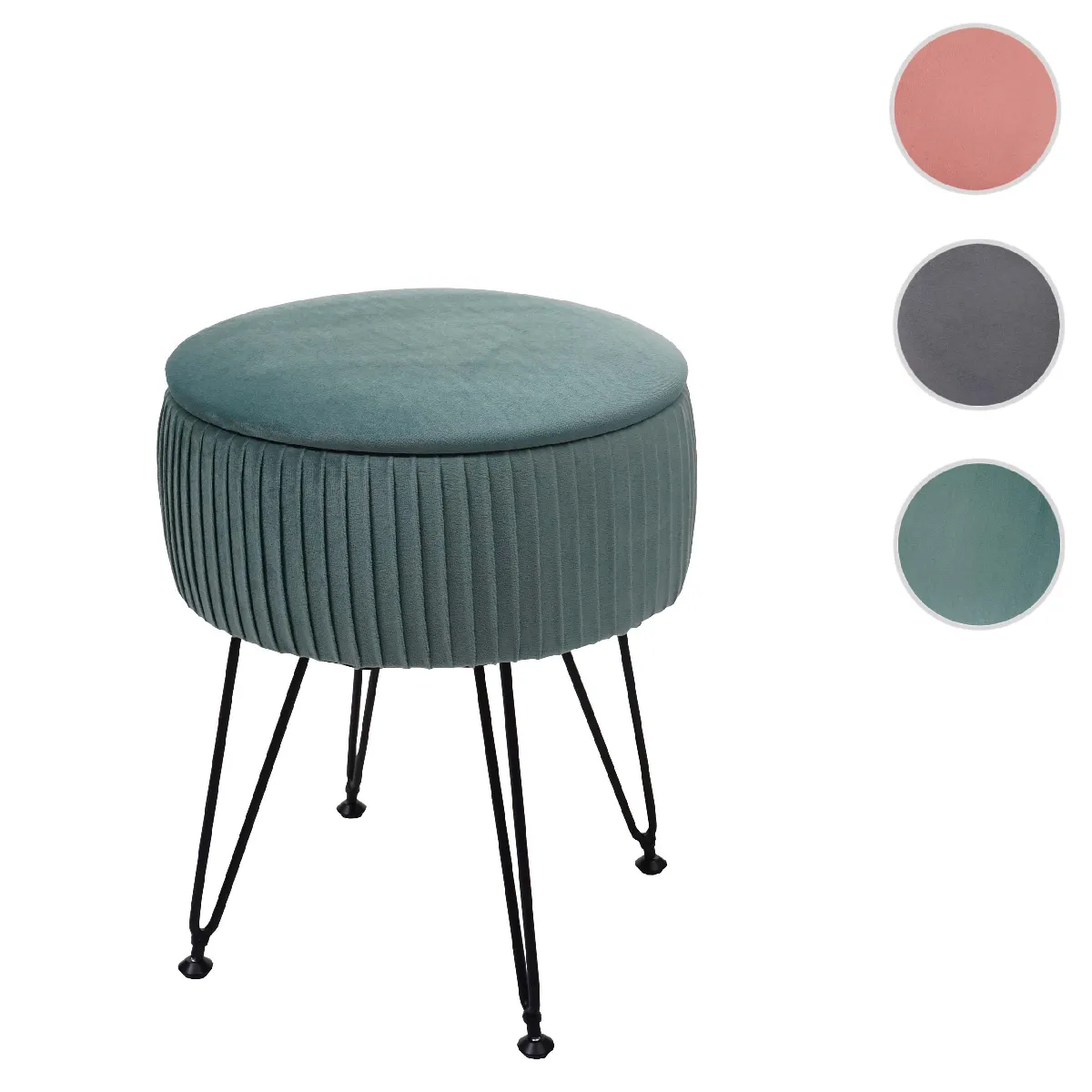 Mendler Vert Pouf Rond En Velours