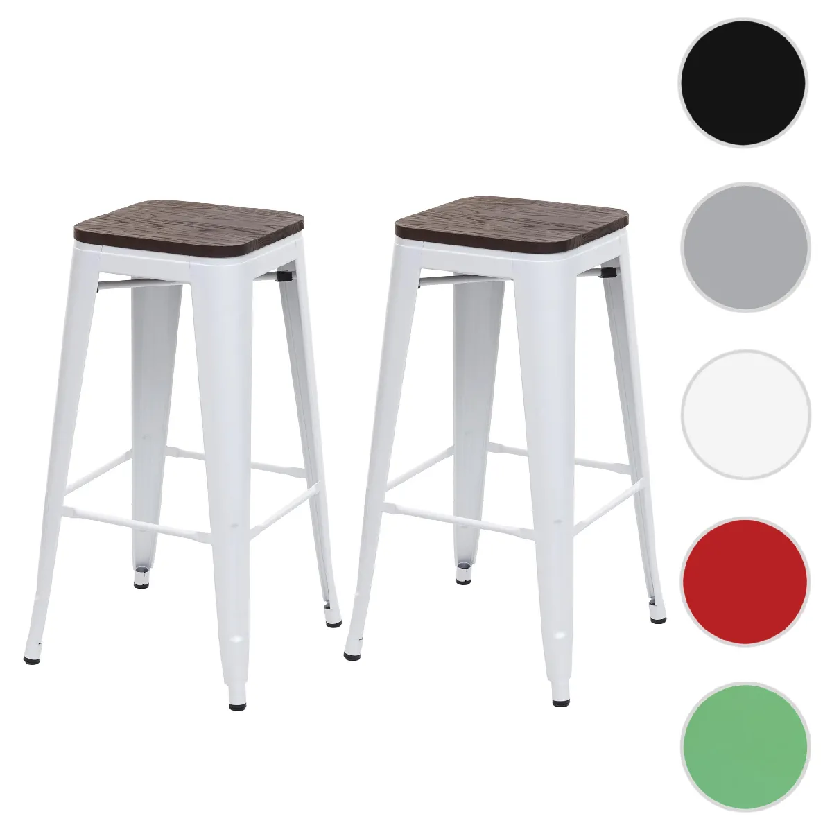 Mendler Blanc Lot De 2 Tabourets De Bar