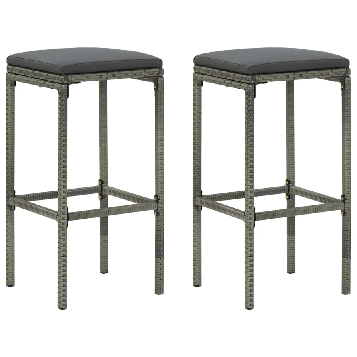 vidaXL Tabourets de bar Gris (Lot de 2)