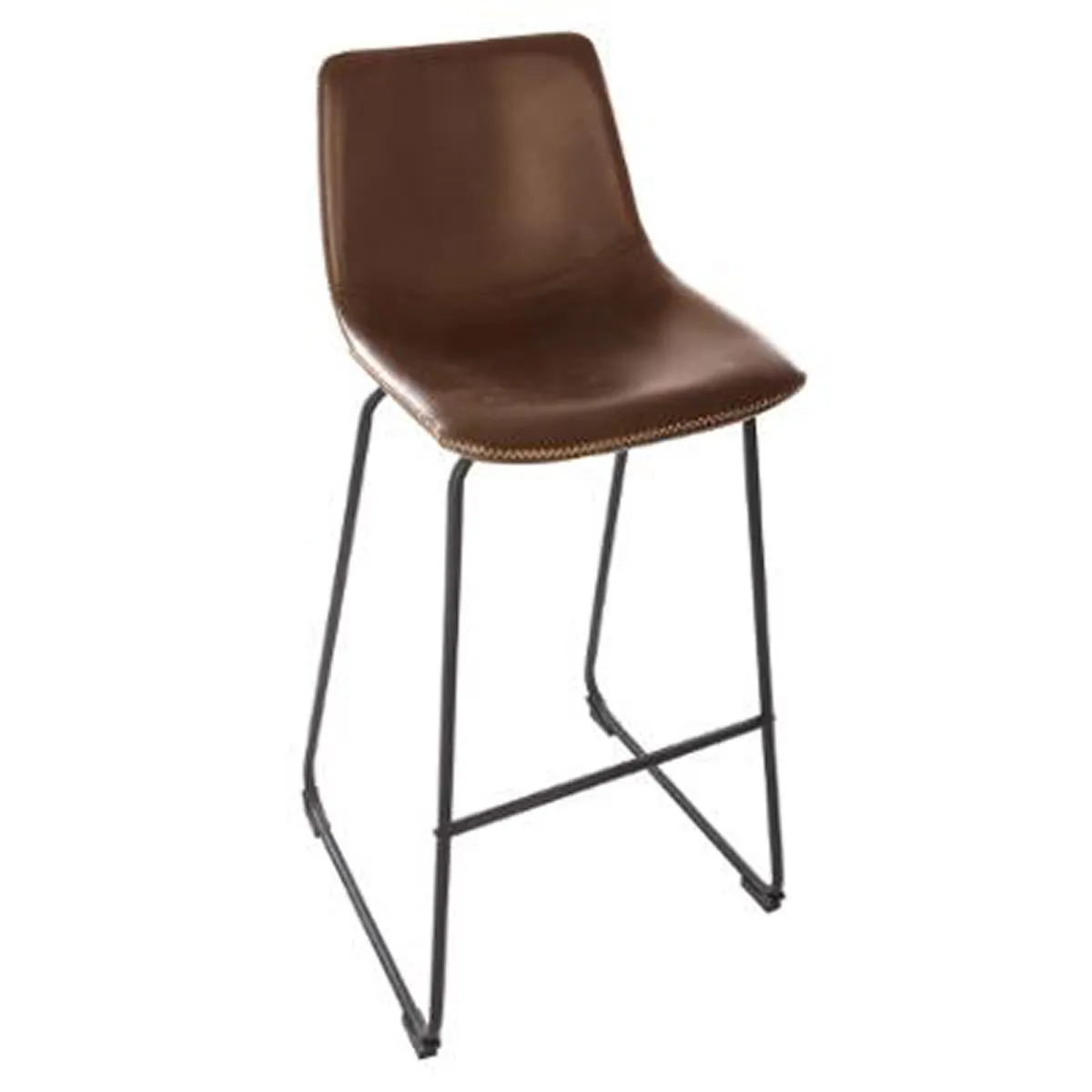 Pegane Tabouret de bar en métal - Marron Pegane Tabouret de bar en métal - Marron