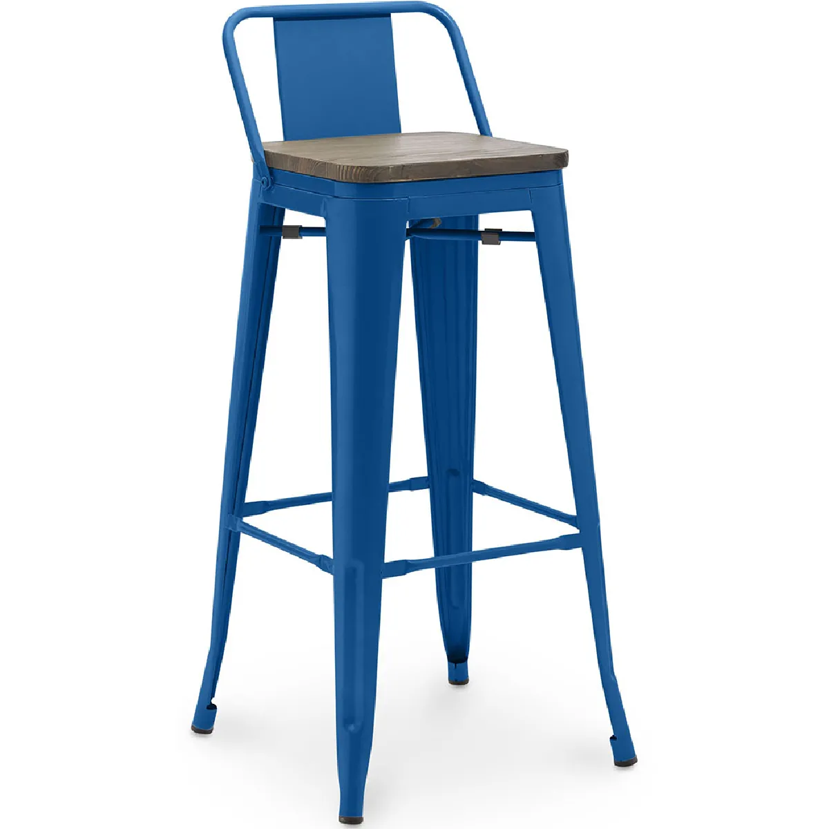Tabouret de Bar - Design Industriel - Bois et Acier - 76cm - Stylix Bleu foncé Tabouret de Bar - Design Industriel - Bois et Acier - 76cm - Stylix Bleu foncé