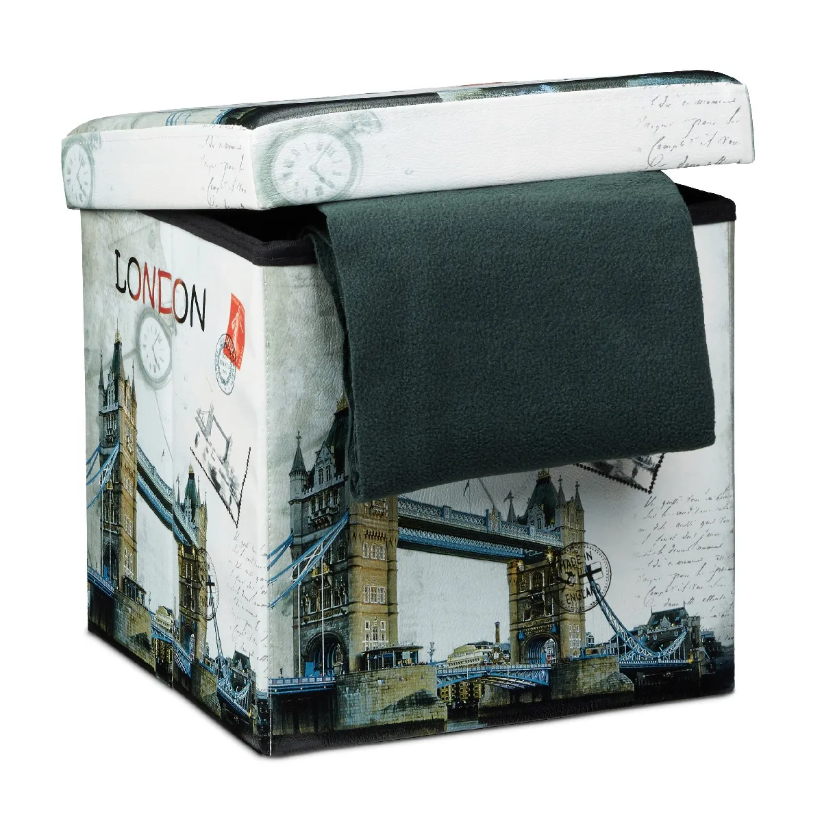Helloshop26 Tabouret pliant similicuir - Multicolore
