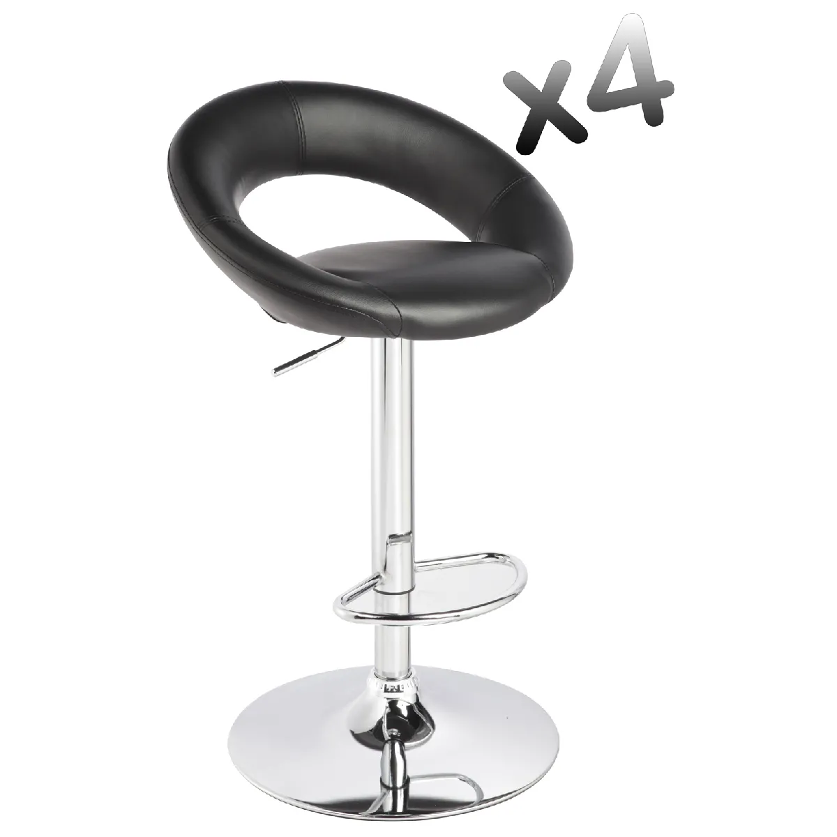 Pegane Lot de 4 tabourets de bar Eclipse - Noir Pegane Lot de 4 tabourets de bar Eclipse - Noir