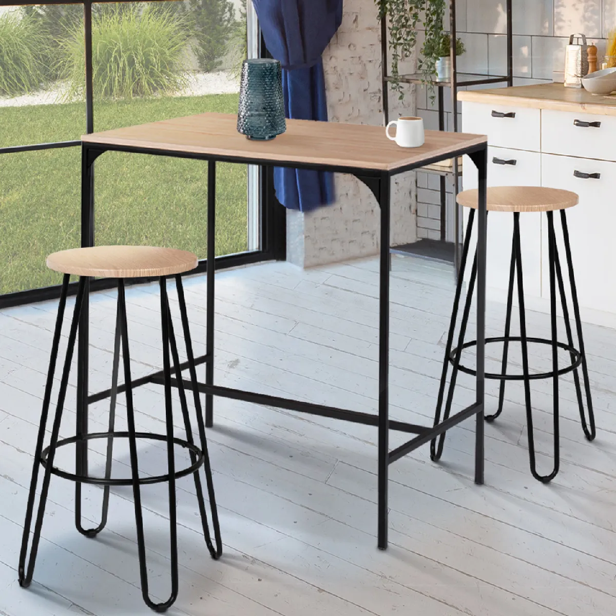 Tabourets Dublin rond x2 en style industriel