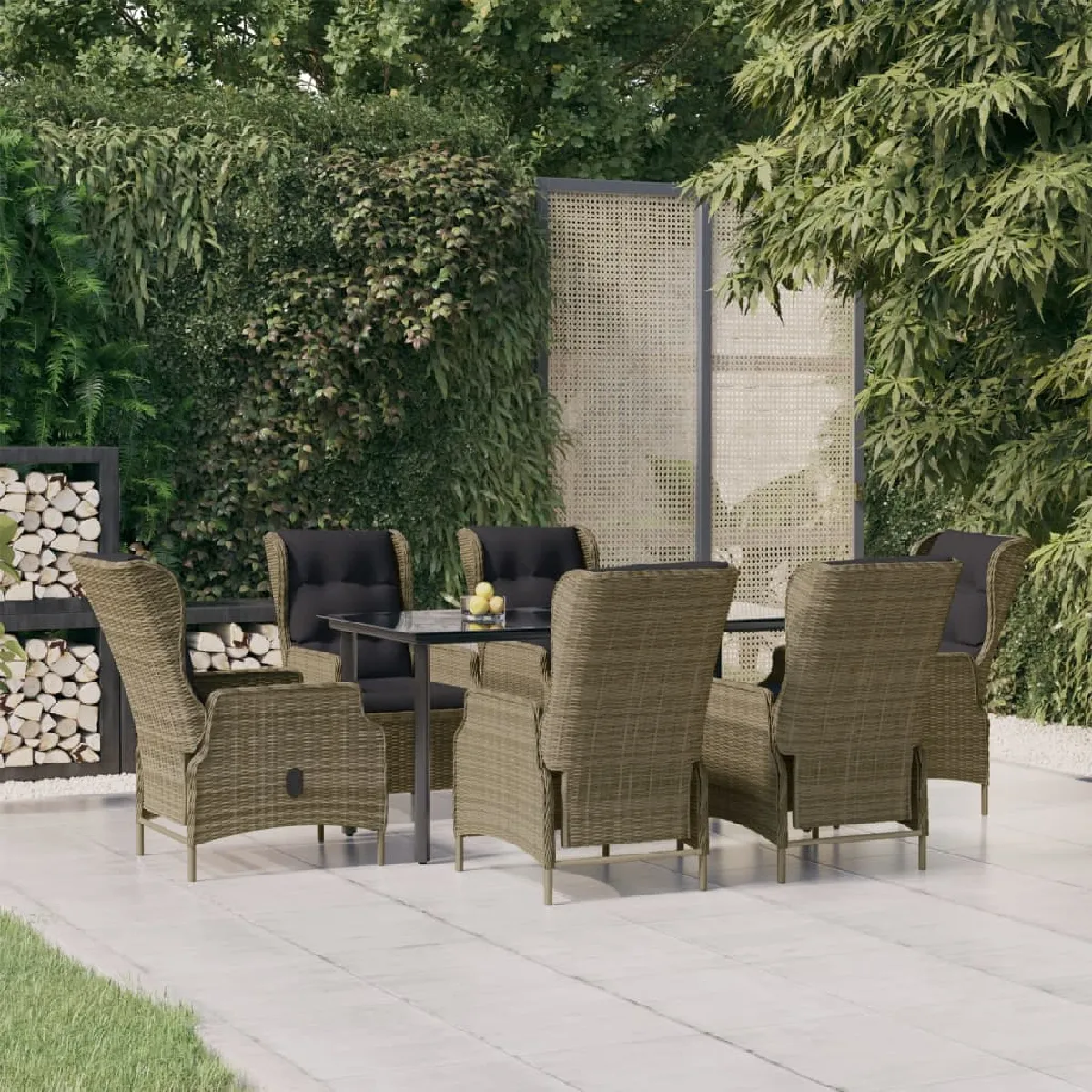 vidaXL Ensemble de Salle à Manger de Jardin 7 pcs Mobilier à Dîner de Terrasse Salon de Jardin Table et Chaises de Repas de 3060259 - vue 7