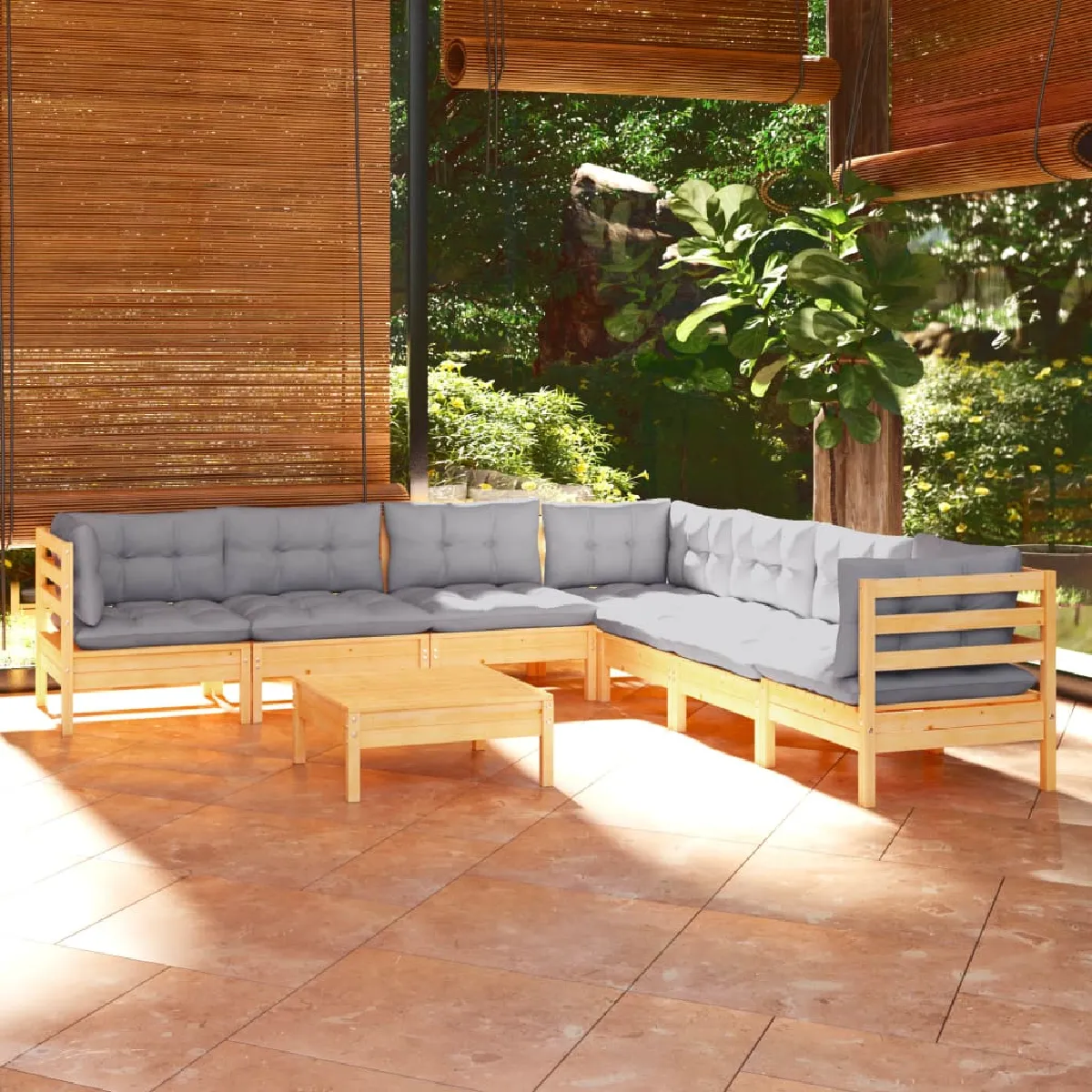 vidaXL Salon de jardin 8 pcs avec coussins résine tressée 3267442 - vue 2