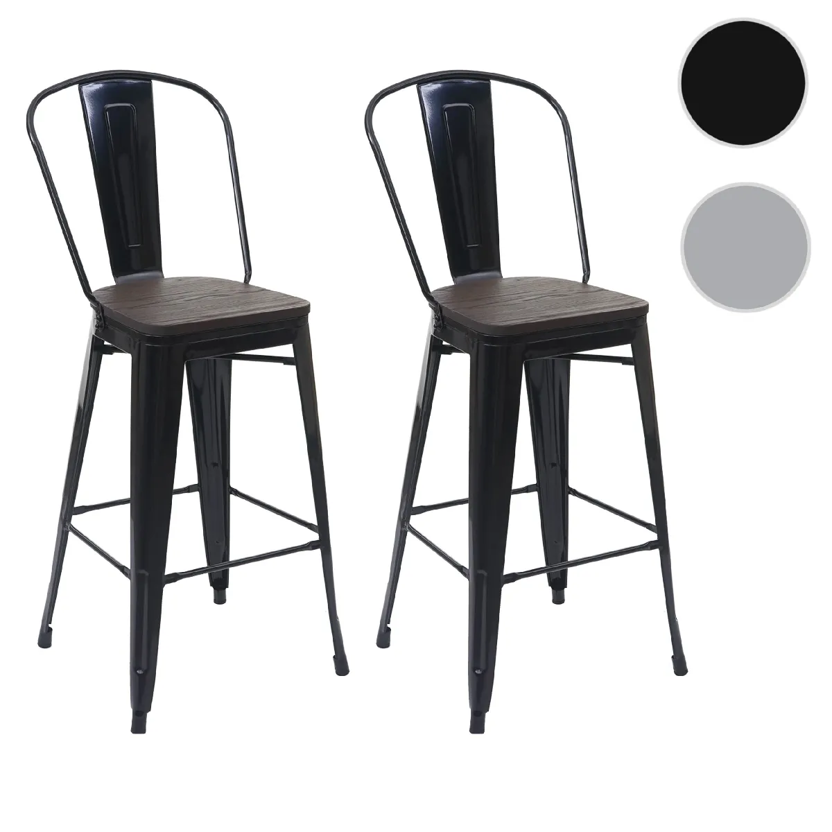 Mendler Noir Lot De 2 Tabourets De Bar