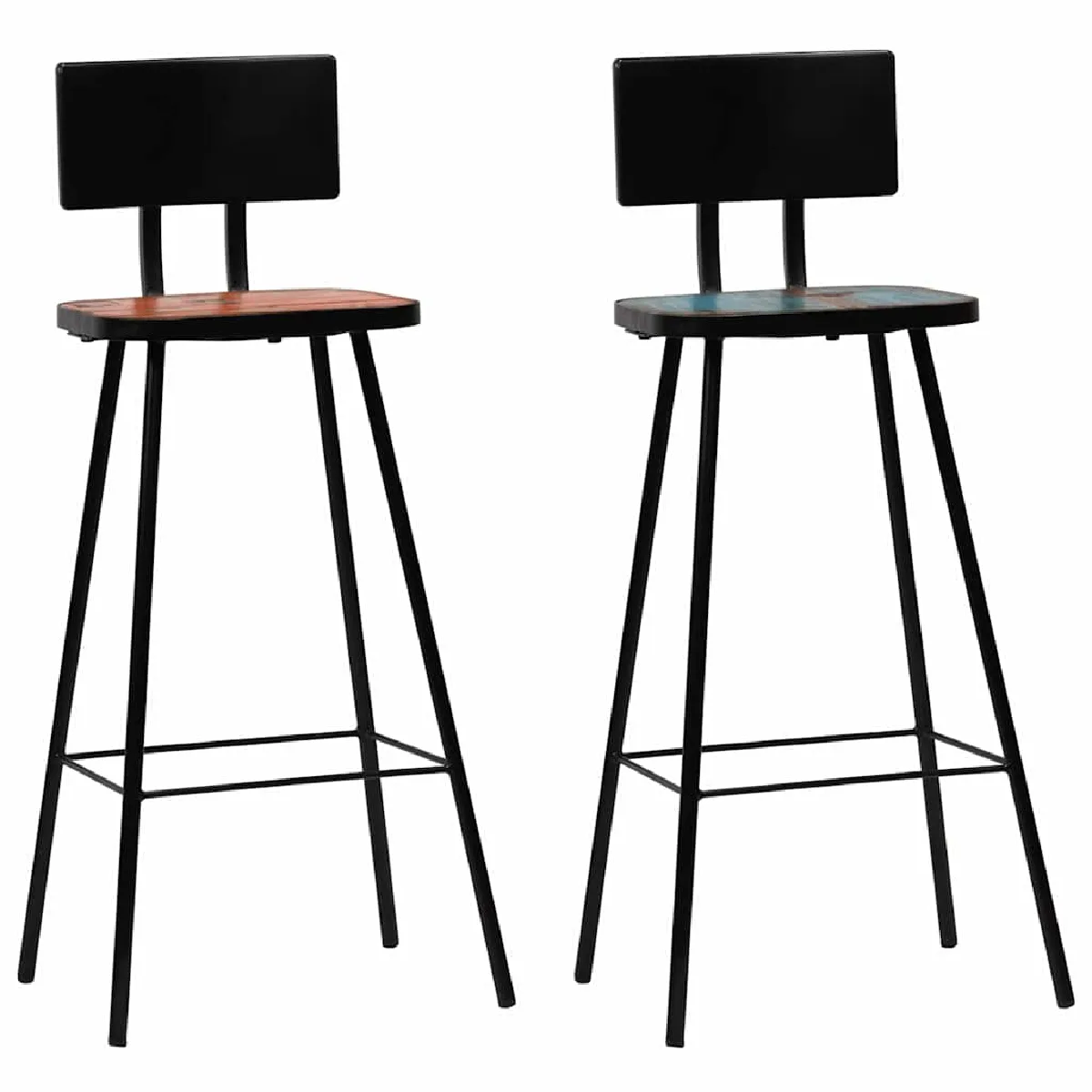 Vidaxl Tabourets De Bar Bois Massif - Lot De 2