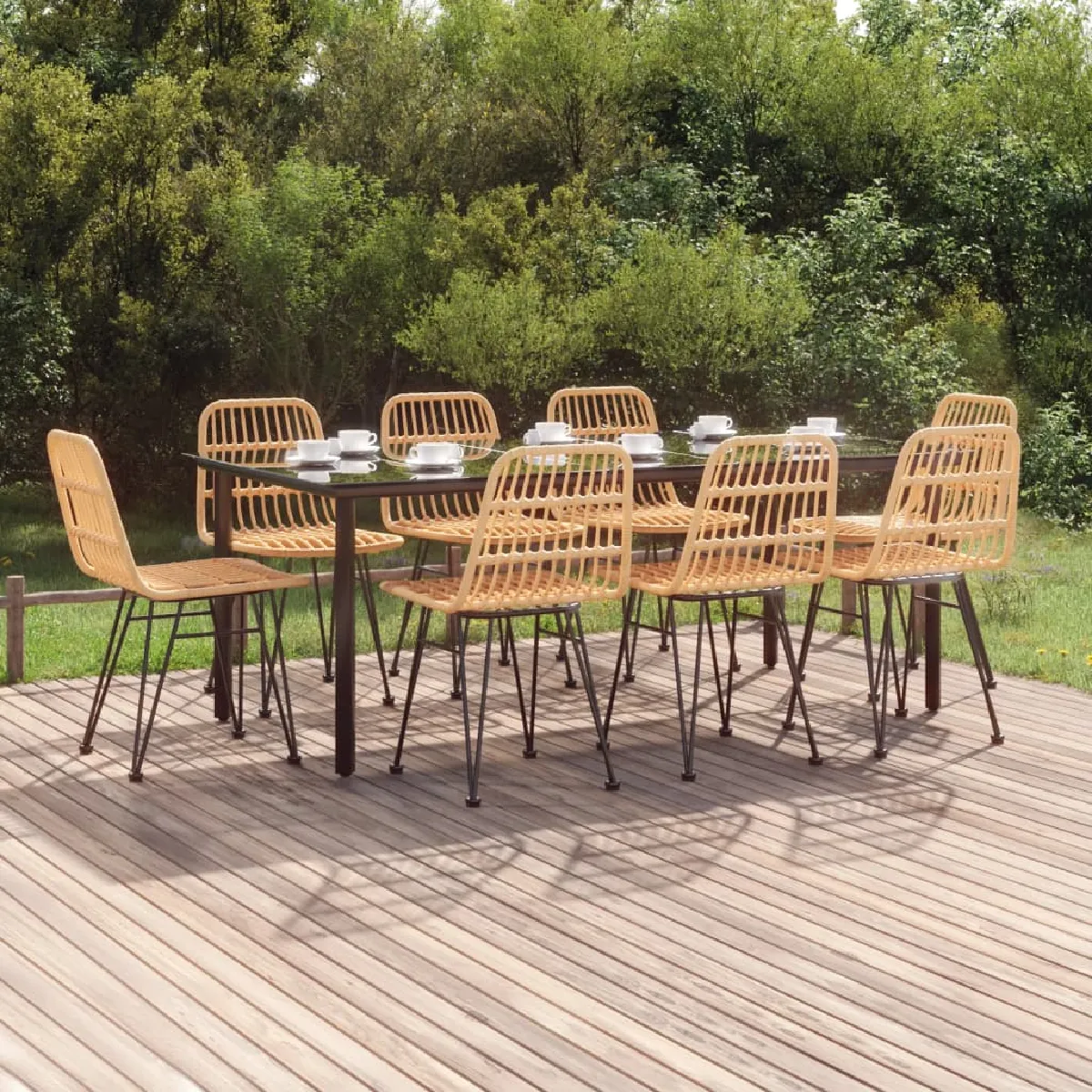vidaXL Ensemble à manger de jardin 9 pcs Résine tressée - vue 5