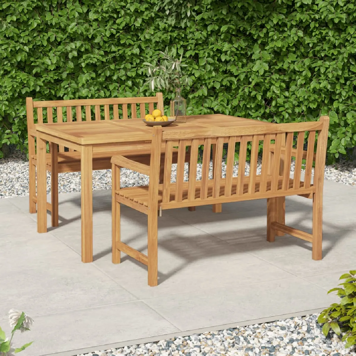 vidaXL Ensemble à dîner de jardin 3 pcs Bois de teck massif 3157153 - vue 2