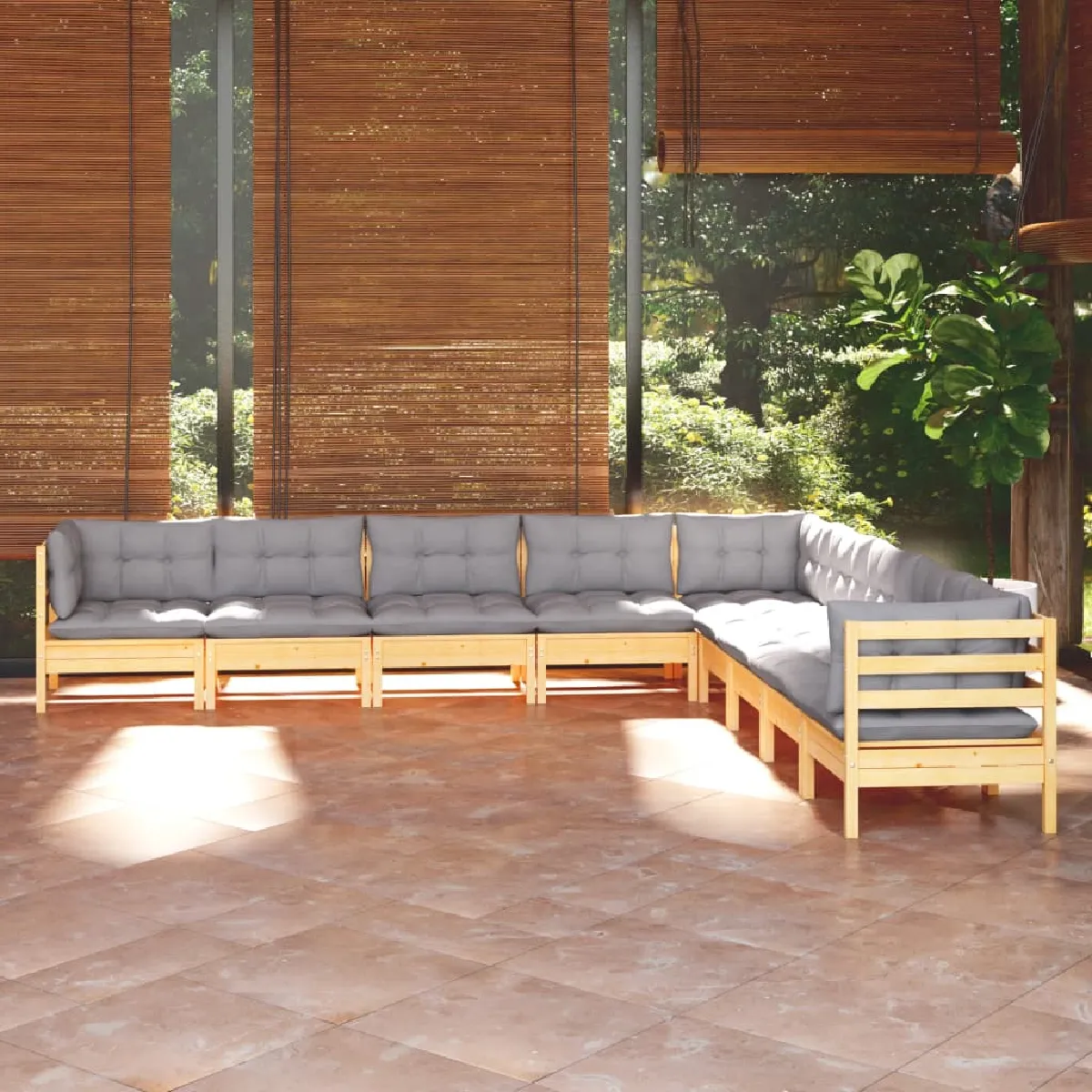 Salon de jardin vidaXL avec coussins bois de pin - vue 5