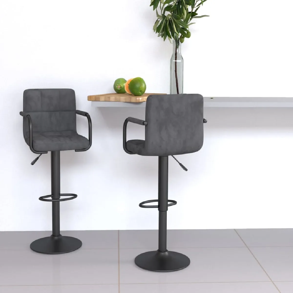 Vidaxl Gris Tabourets De Bar 2 Pcs - Foncé