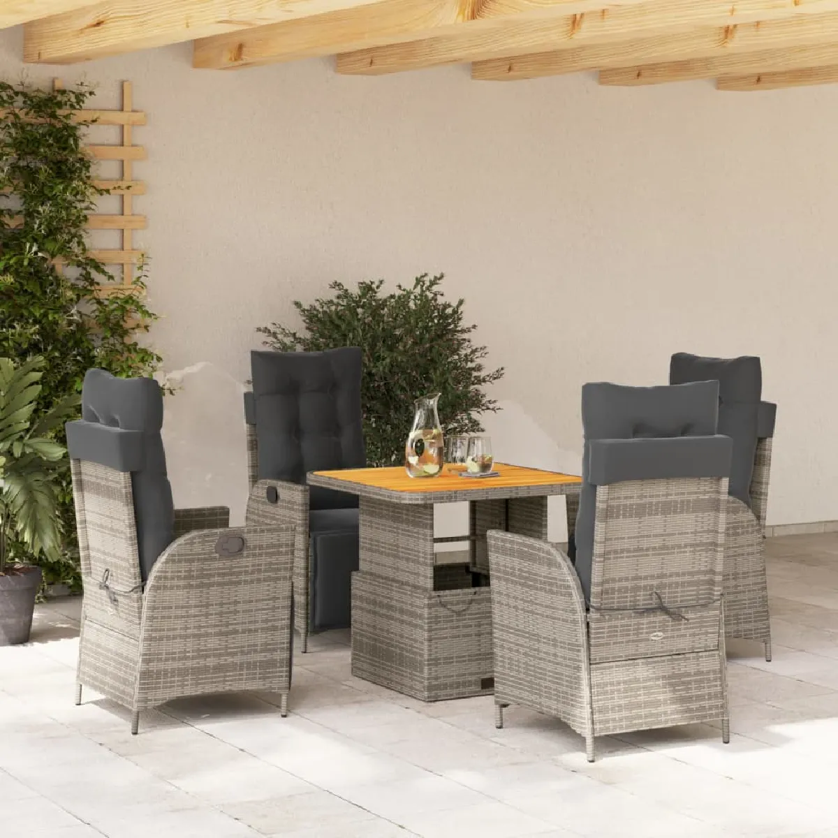 vidaXL Ensemble à manger de jardin 5 pcs avec coussins - vue 3
