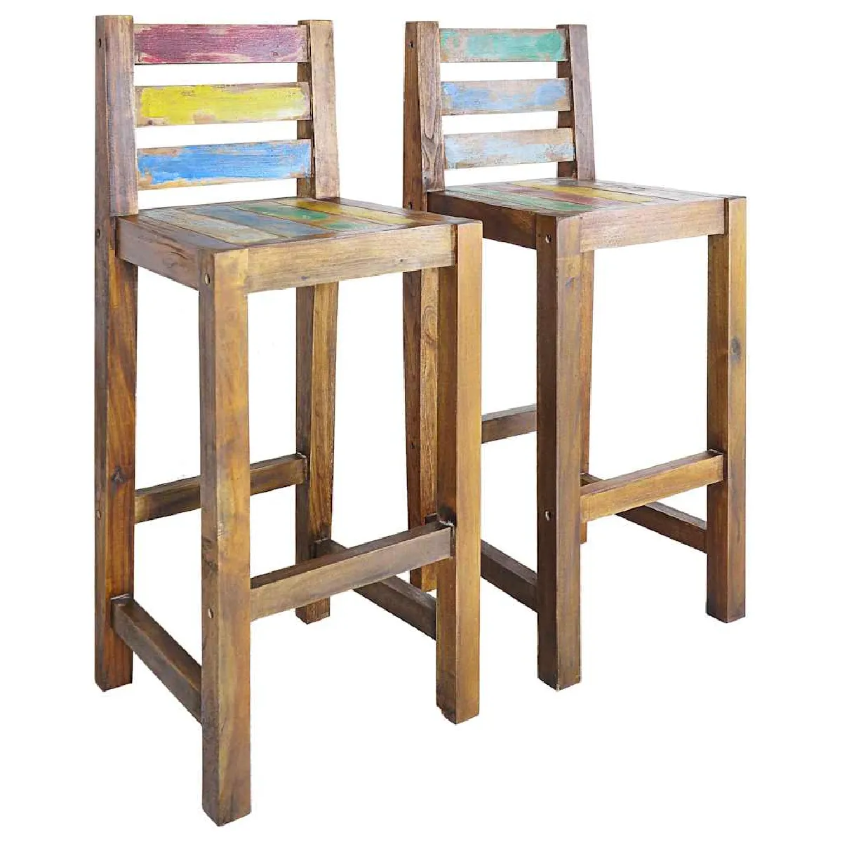 VidaXL Tabourets de bar Lot de 2 Bois massif - vue 3