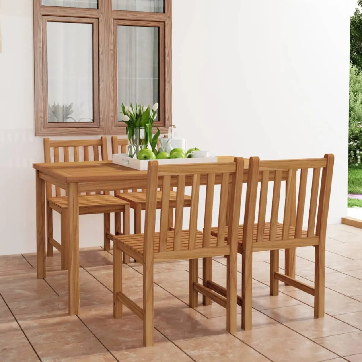 Vidaxl Ensemble À Manger De Jardin 5 Pcs Bois De Teck Solide