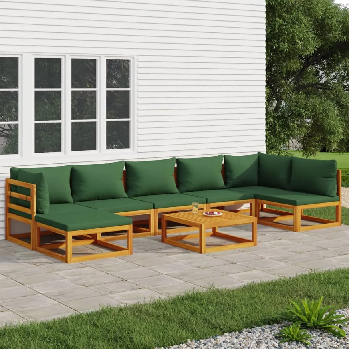 VIDAXL Salon de jardin 8 pcs bois massif - vue 3