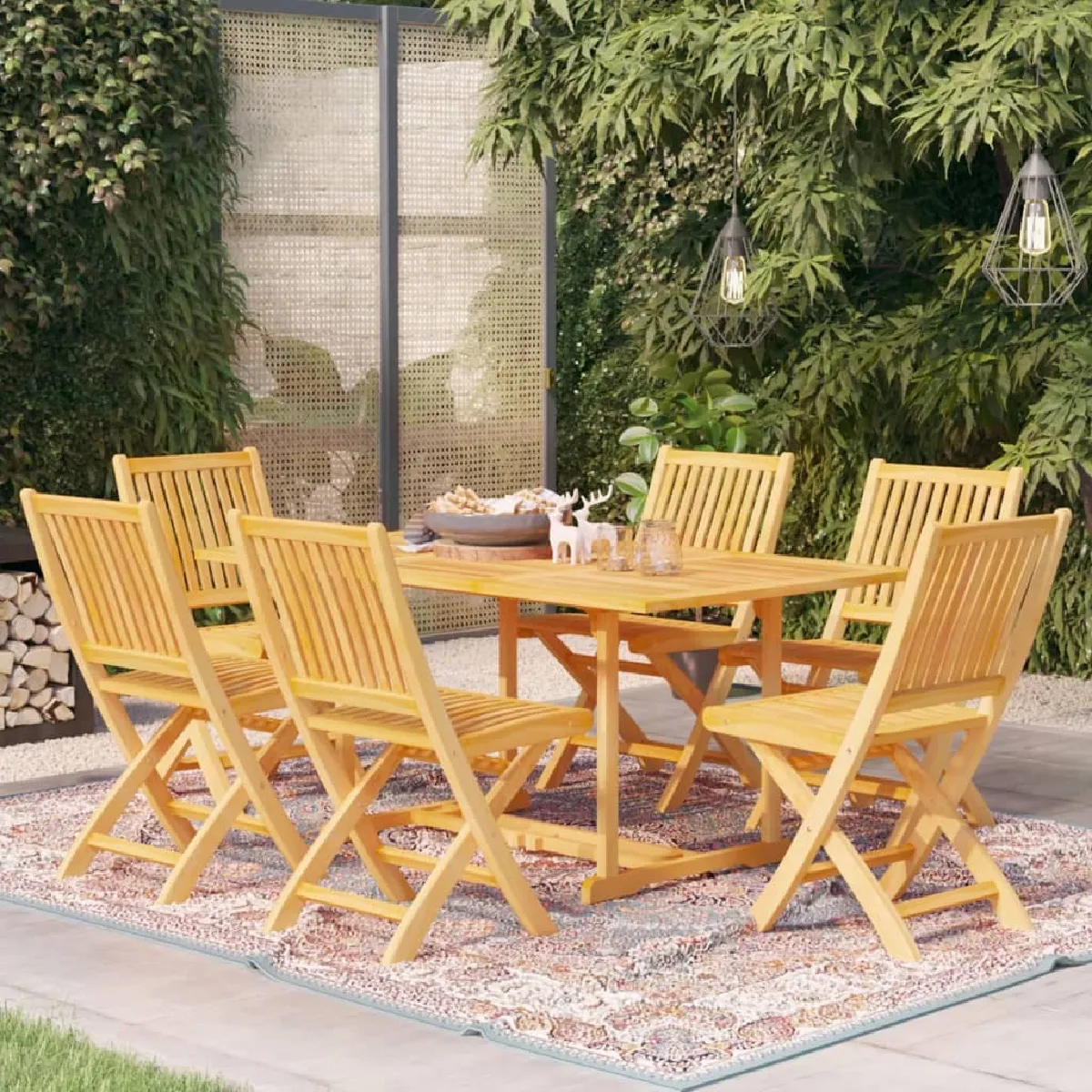 VIDAXL Ensemble à manger de jardin 5 pcs Bois de teck - vue 4