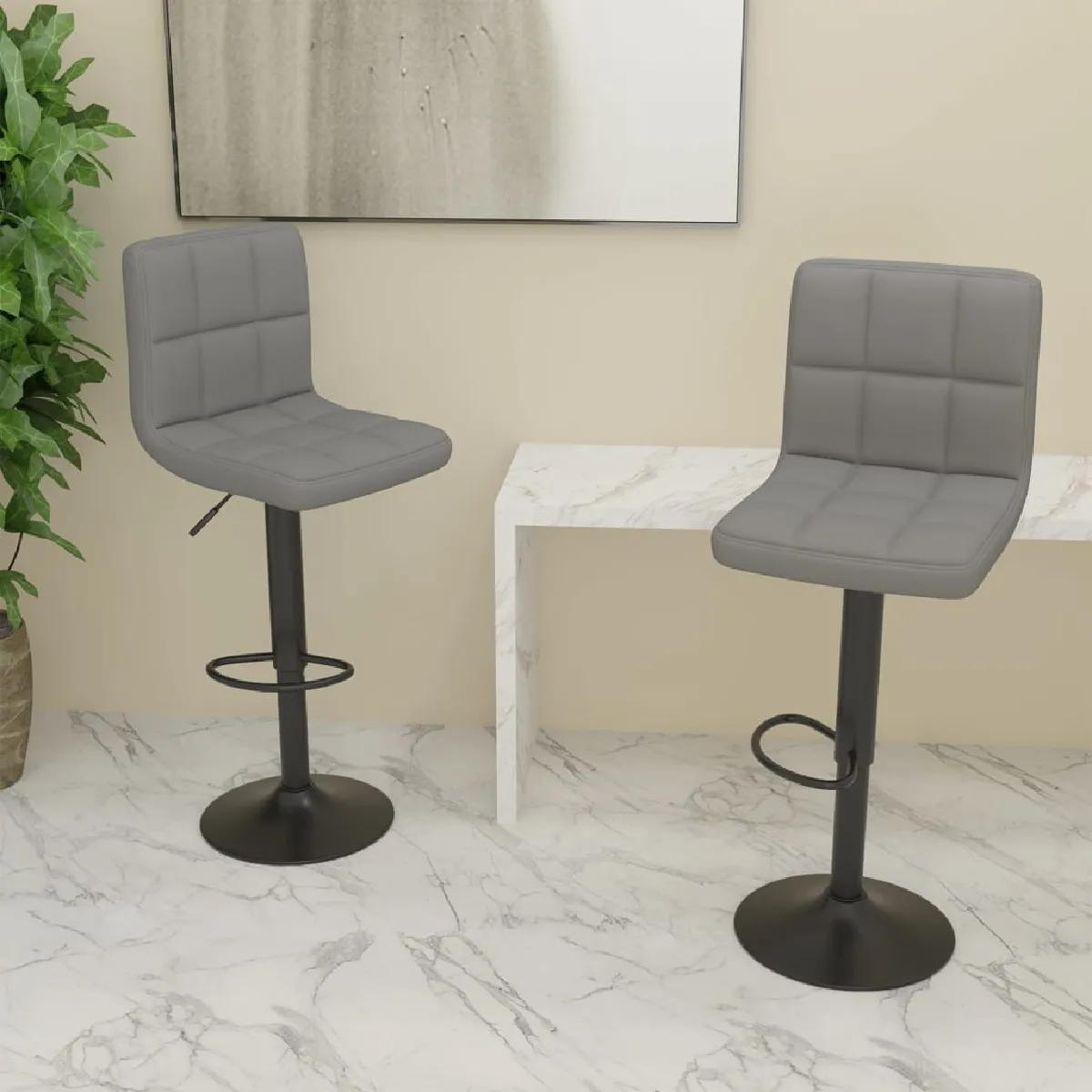 vidaXL - Tabourets de bar - Gris clair - Lot de 2 - Image 2