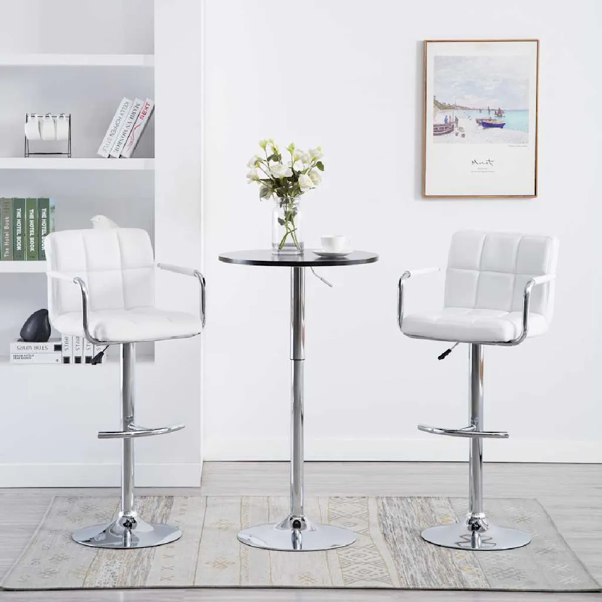 Vidaxl Blanc Tabourets De Bar Lot De 2 Similicuir - Image 2