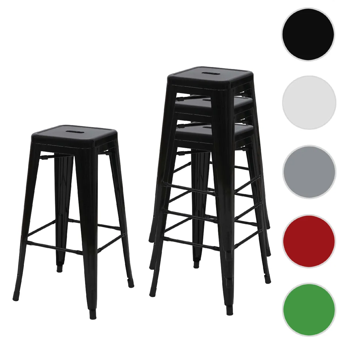 Mendler Noir Lot De 4 Tabourets De Bar