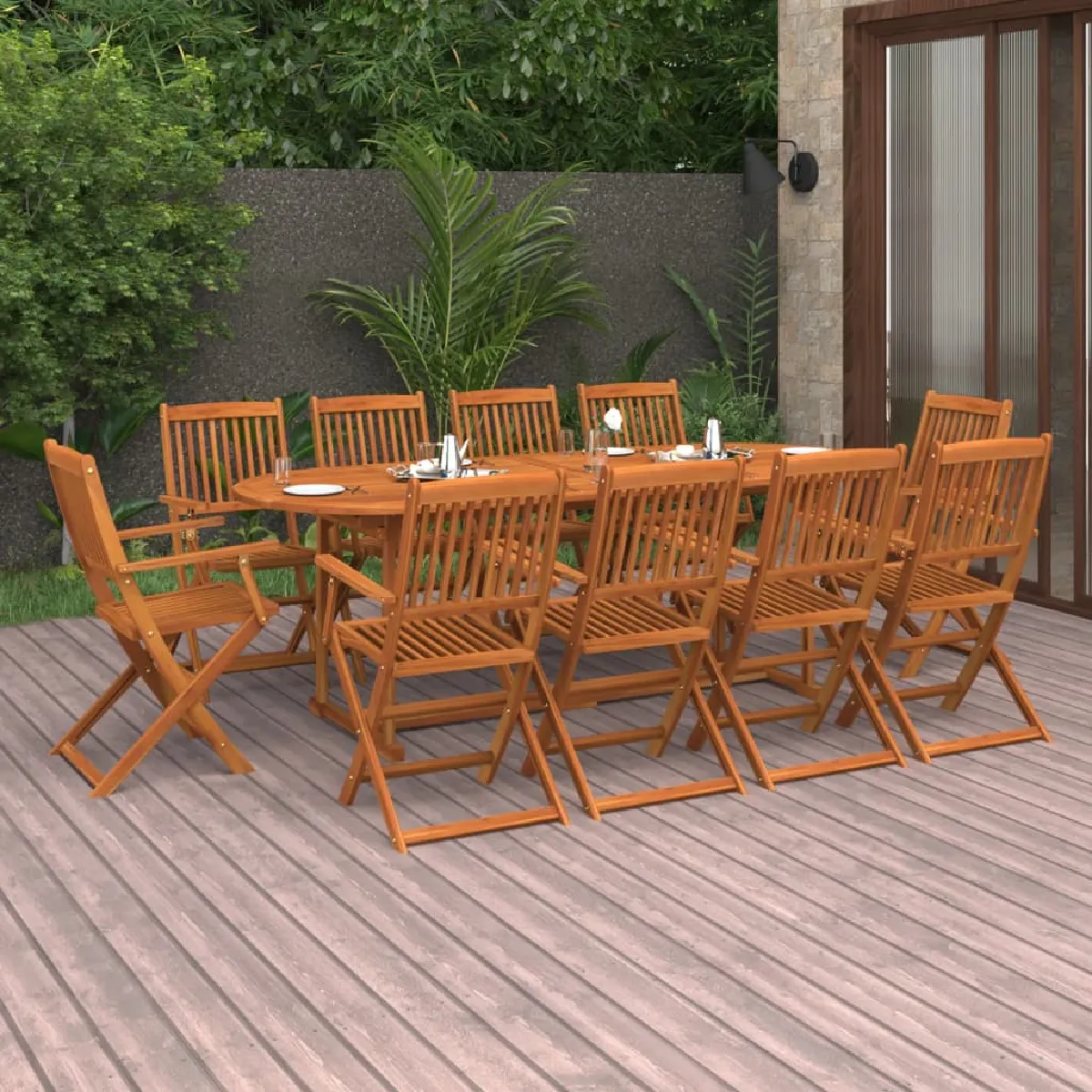 VIDAXL Ensemble à manger de jardin 11 pcs Bois d'acacia