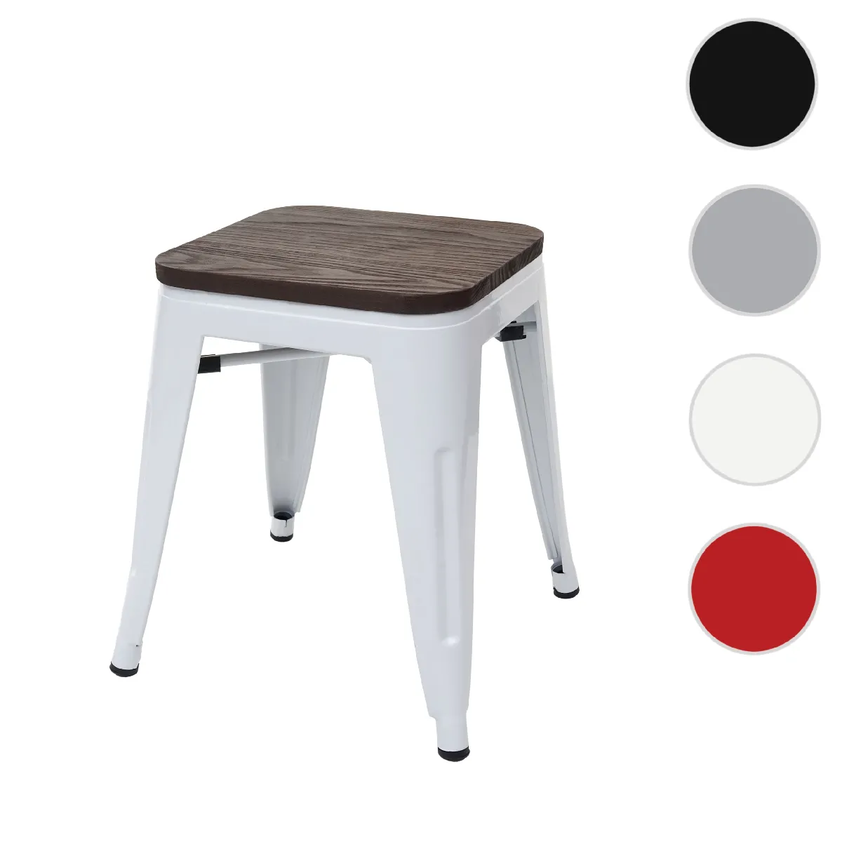 Mendler Tabouret de cuisine industriel - Blanc