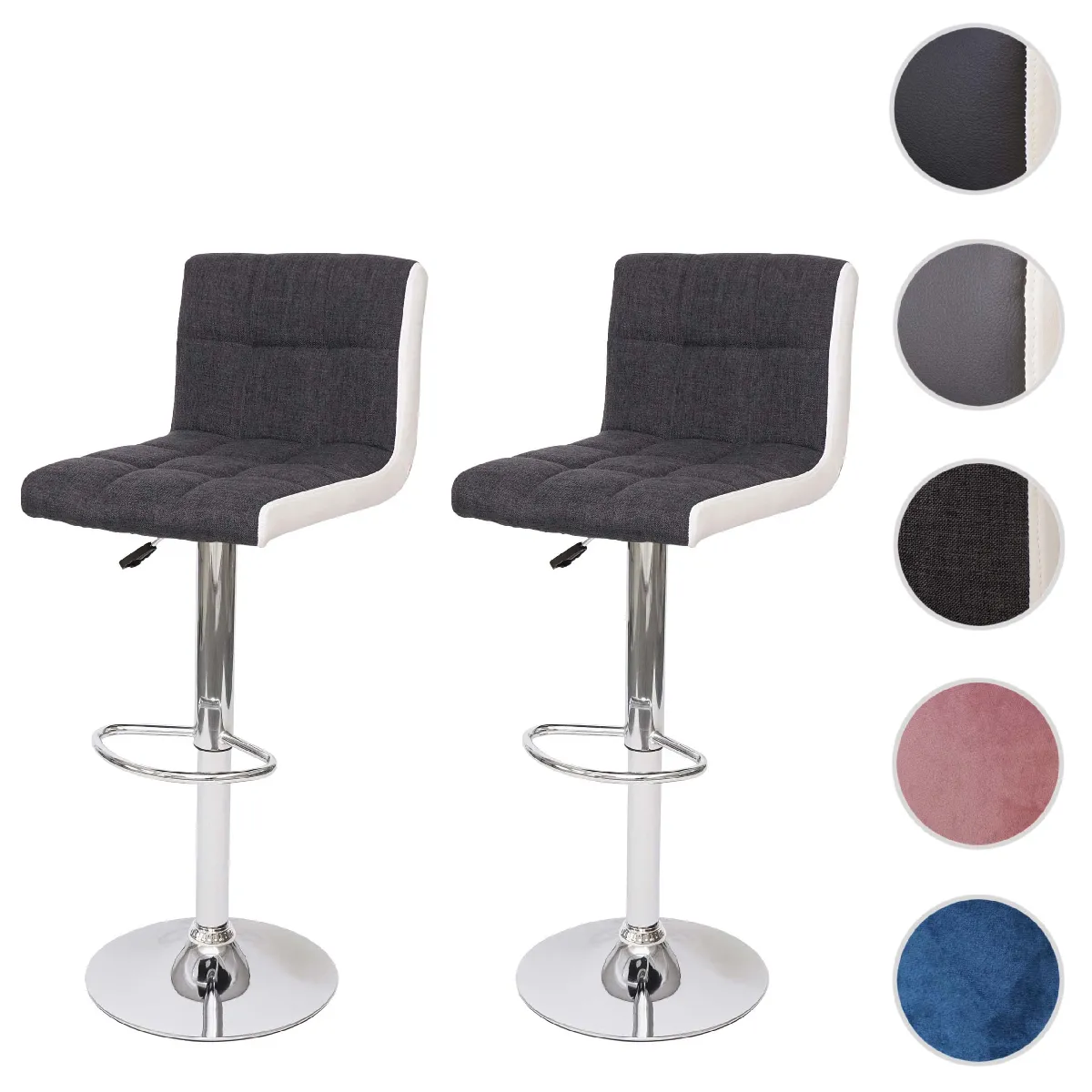 Mendler Lot de 2 tabourets de bar - Gris foncé Mendler Lot de 2 tabourets de bar - Gris foncé